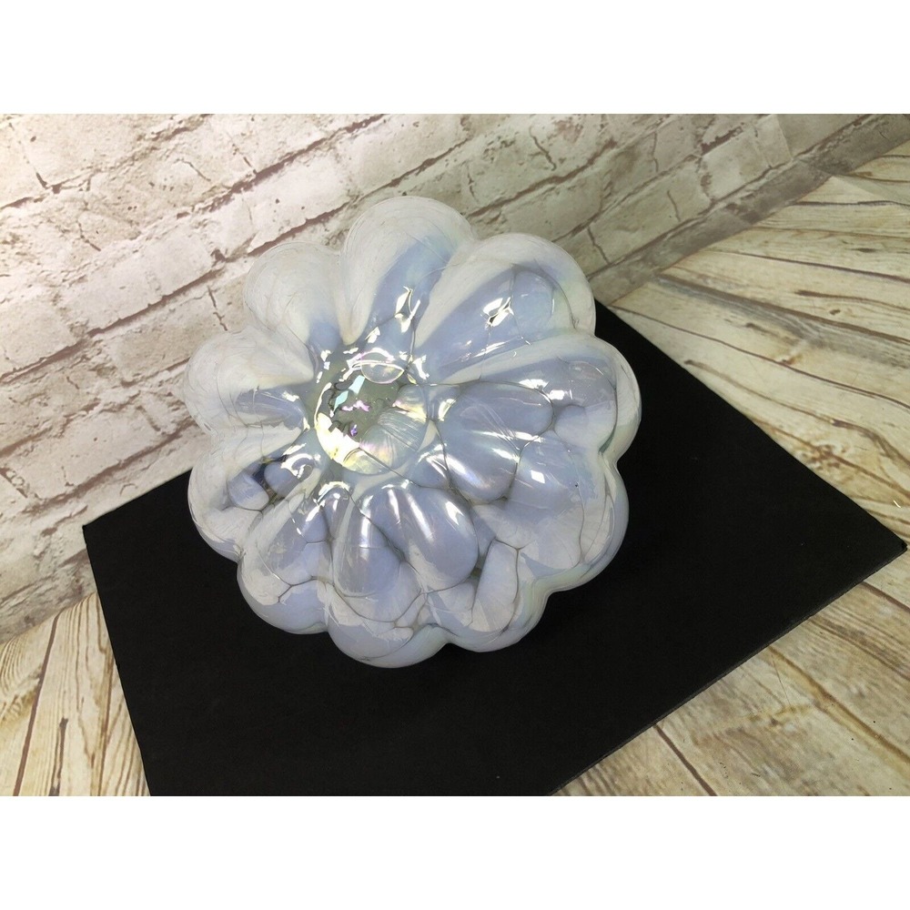 Huta Szkea artisan studio hand blown in Poland iridescent glass pumpkin - Picture 7 of 9